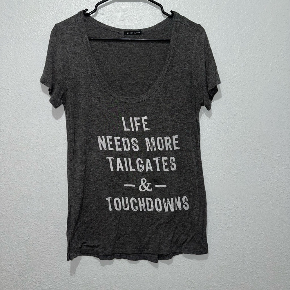 Women's Sweet Claire T-Shirt Medium Gray Life needs more tailgates & touchdowns
